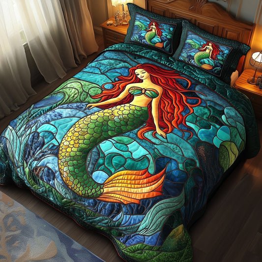 Enchanted Mermaid 3-Piece Quilted Bedding Set GFTOTP8474