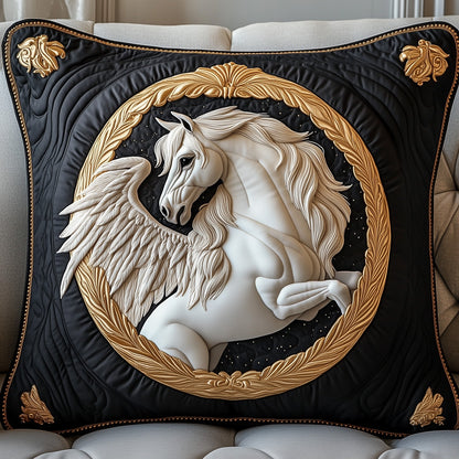 Elegant White Horse Quilted Pillow Case GFTOTP8500