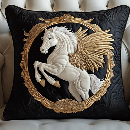 Elegant White Horse Quilted Pillow Case GFTOTP8501