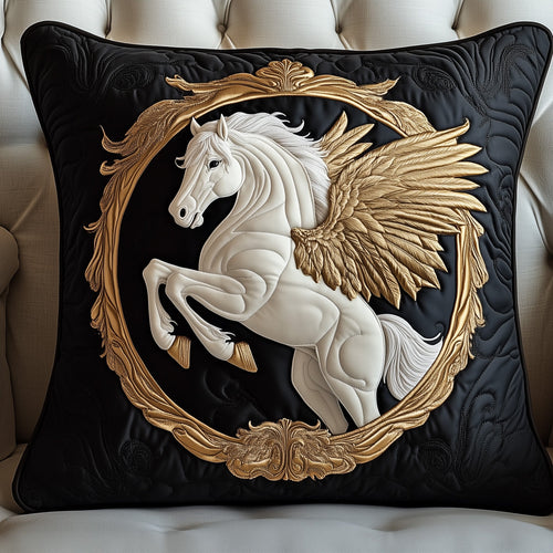 Elegant White Horse Quilted Pillow Case GFTOTP8501