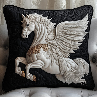 Elegant White Horse Quilted Pillow Case GFTOTP8502