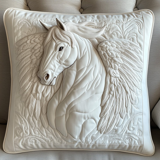 Elegant White Horse Quilted Pillow Case GFTOTP8503