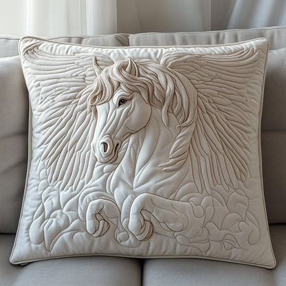 Elegant White Horse Quilted Pillow Case GFTOTP8505