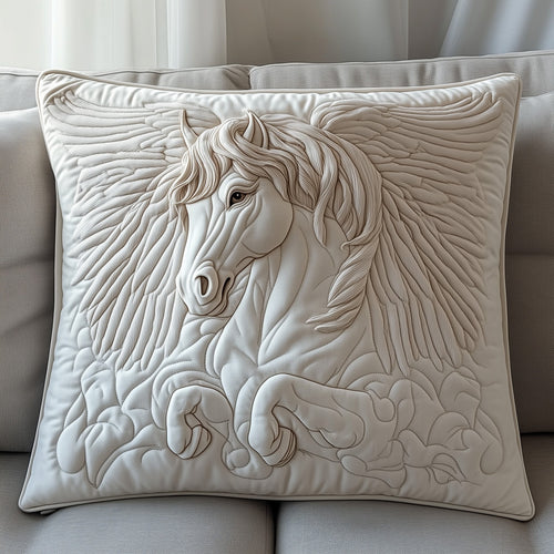 Elegant White Horse Quilted Pillow Case GFTOTP8505