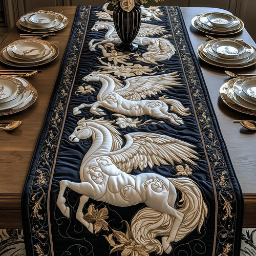 Elegant White Horse Quilted Table Runner GFTOTP8515