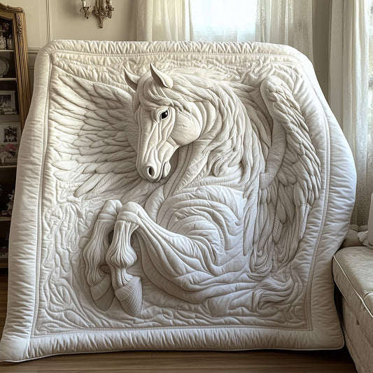 Elegant White Horse Quilted Blanket GFTOTP8517