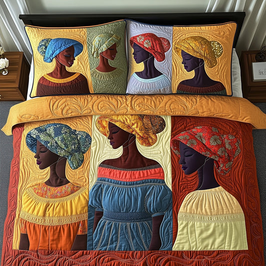 Golden Glow Sunbonnet 3-Piece Quilted Bedding Set GFTOTP8647