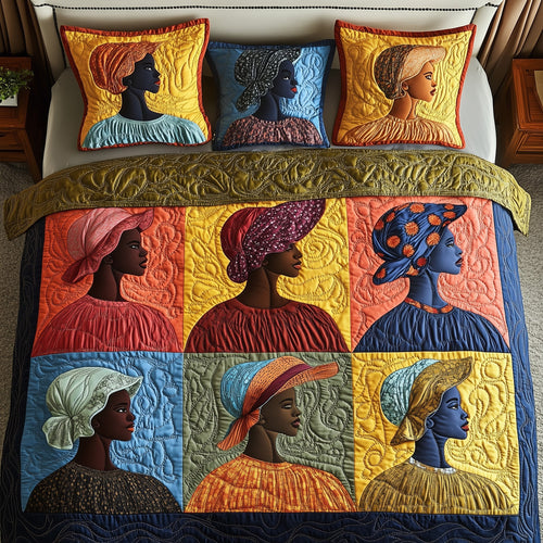 Golden Glow Sunbonnet 3-Piece Quilted Bedding Set GFTOTP8649