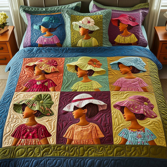 Golden Glow Sunbonnet 3-Piece Quilted Bedding Set GFTOTP8650
