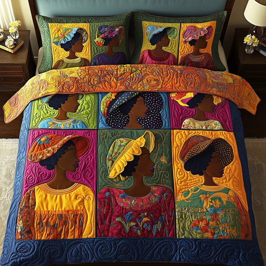 Golden Glow Sunbonnet 3-Piece Quilted Bedding Set GFTOTP8653