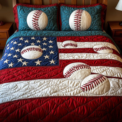 American Classic Baseball 3-Piece Quilted Bedding Set GFTOTP8695
