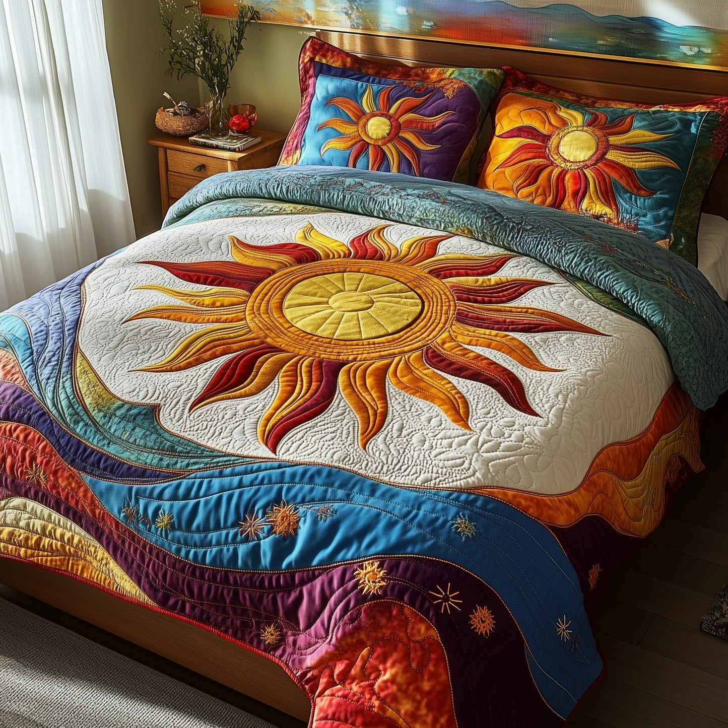 Golden Glow 3-Piece Quilted Bedding Set GFTOTP8733