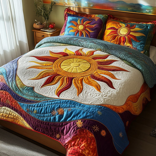 Golden Glow 3-Piece Quilted Bedding Set GFTOTP8733