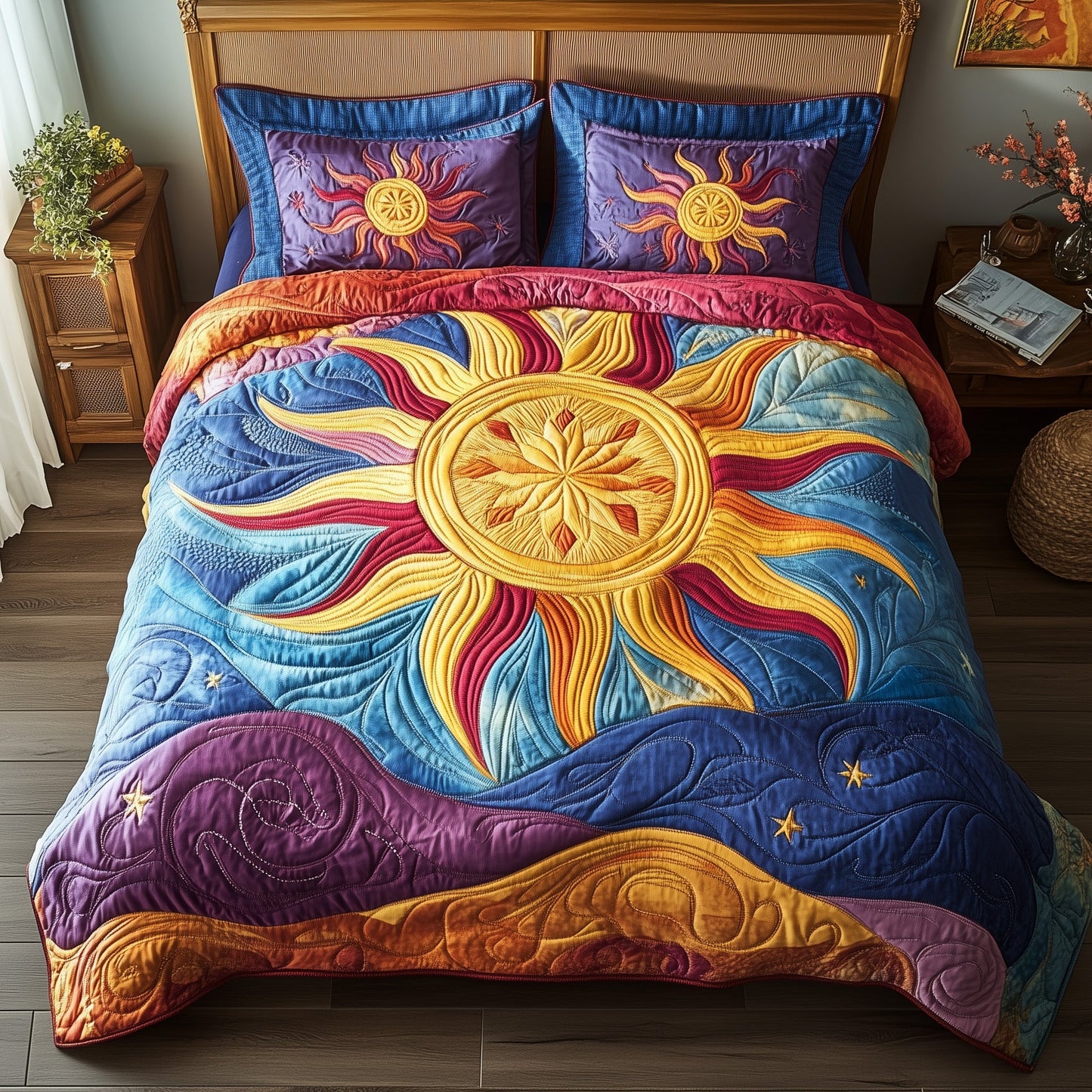 Golden Glow 3-Piece Quilted Bedding Set GFTOTP8734