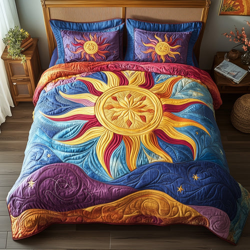 Golden Glow 3-Piece Quilted Bedding Set GFTOTP8734