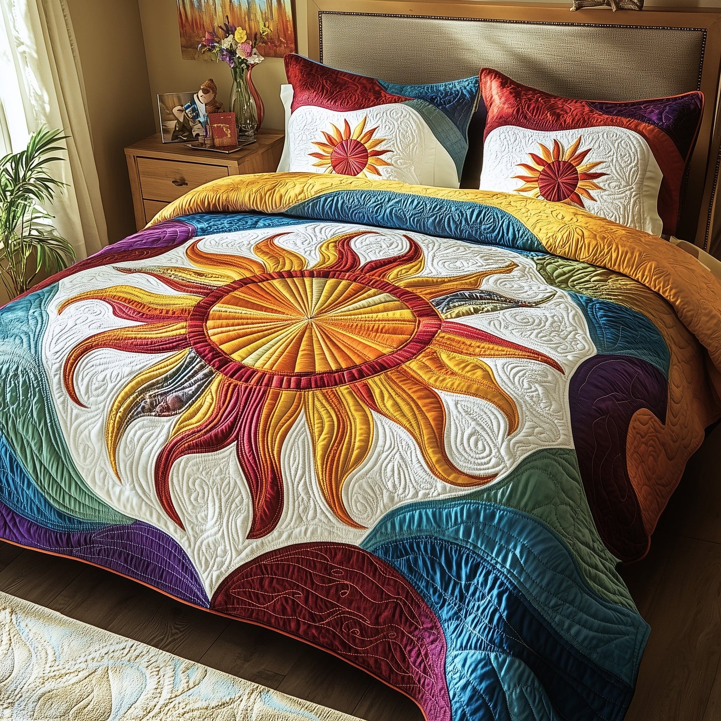 Golden Glow 3-Piece Quilted Bedding Set GFTOTP8735