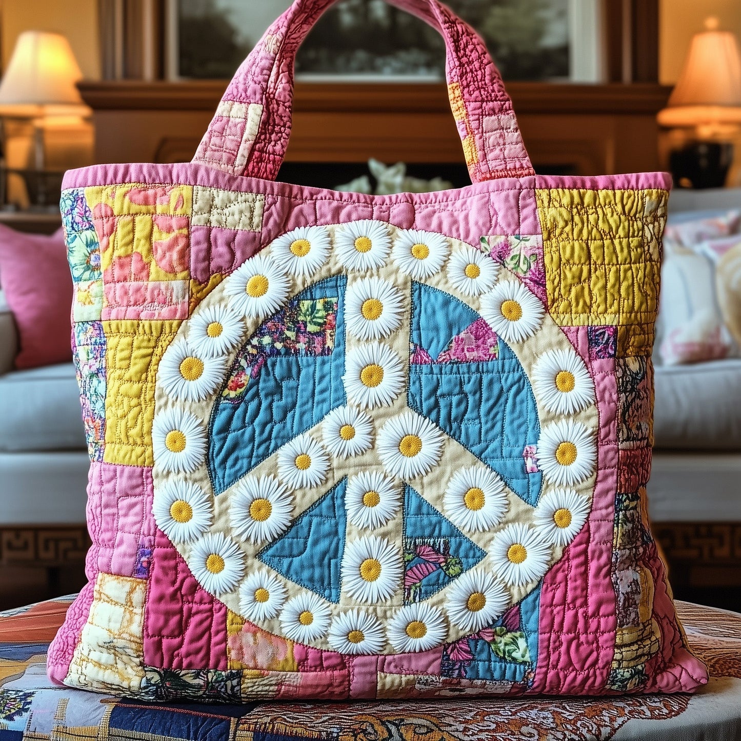 Groovy Daisy Quilted Tote Bag GFTOTP8769