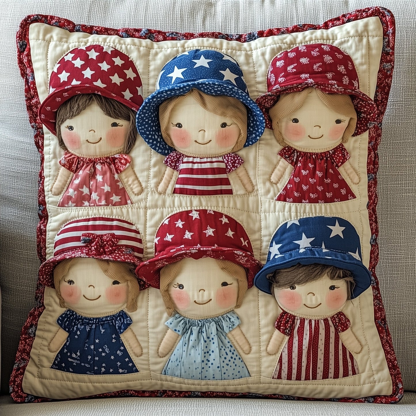 American Charm Sunbonnet Quilted Pillow Case GFTOTP8805