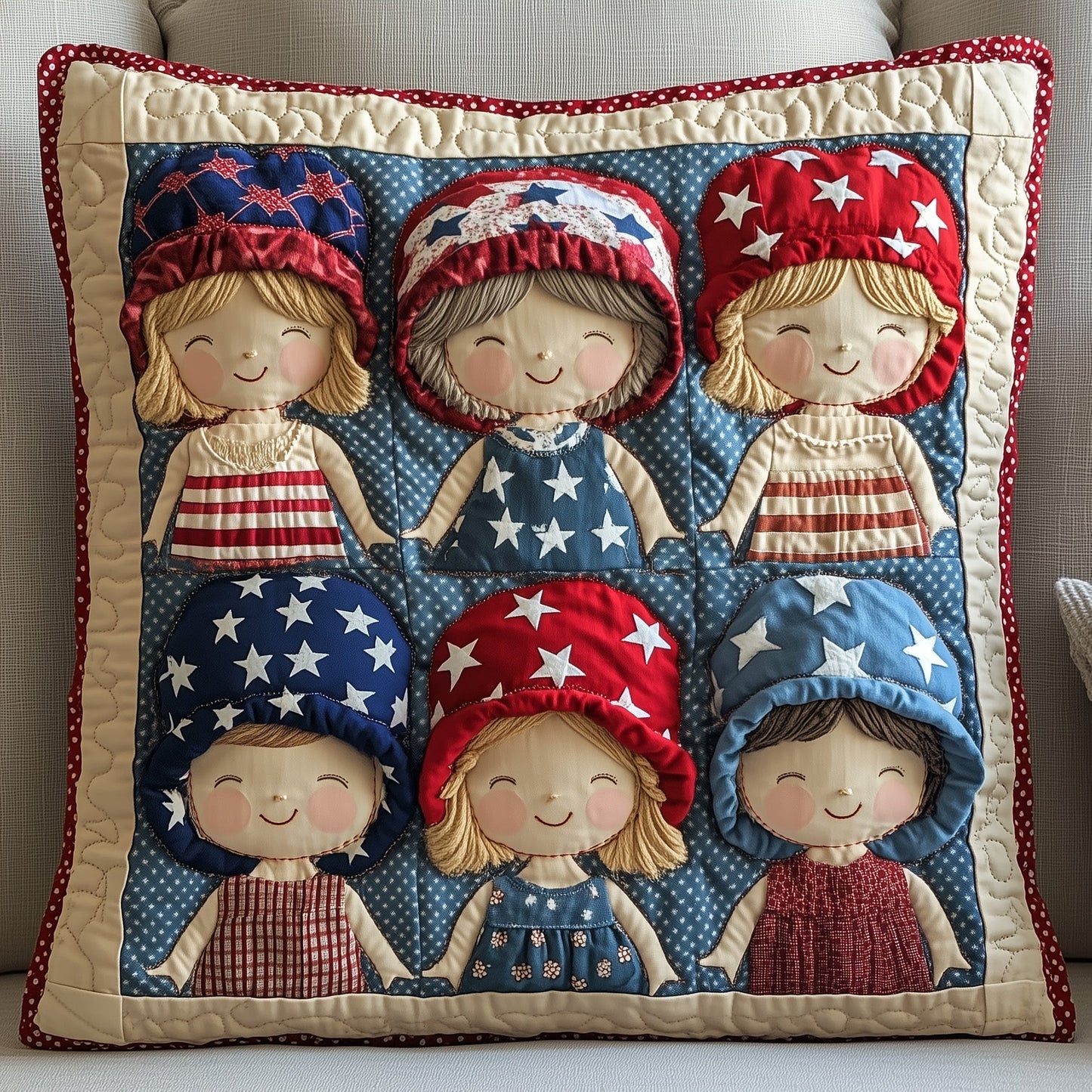 American Charm Sunbonnet Quilted Pillow Case GFTOTP8808
