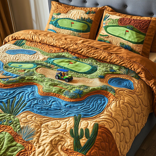 Desert Fairway Dreams 3-Piece Quilted Bedding Set GFTOTP8814