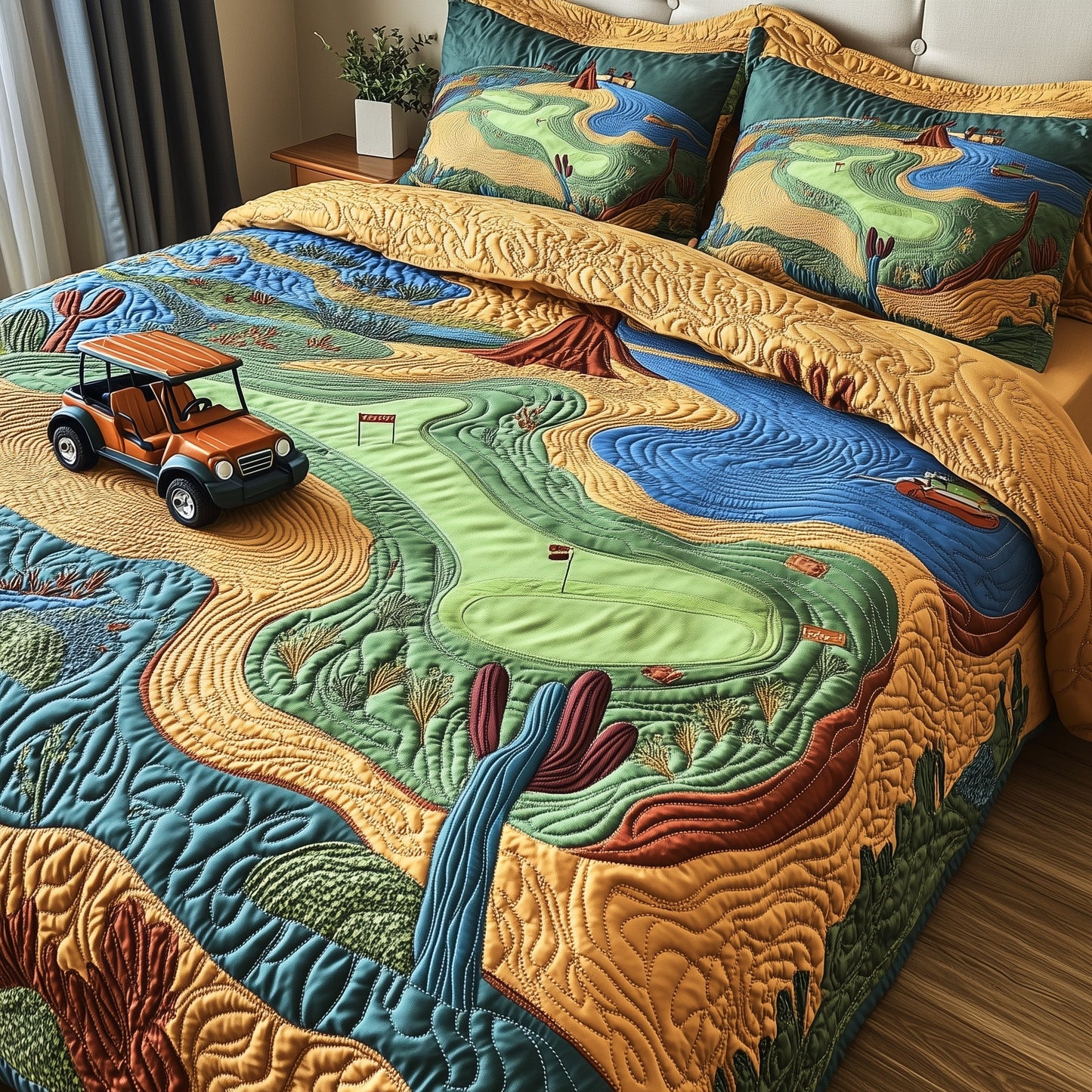 Desert Fairway Dreams 3-Piece Quilted Bedding Set GFTOTP8815