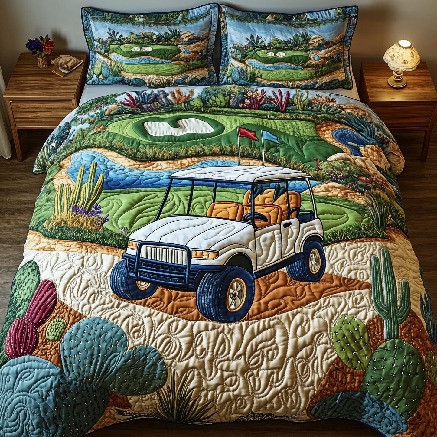 Desert Fairway Dreams 3-Piece Quilted Bedding Set GFTOTP8819