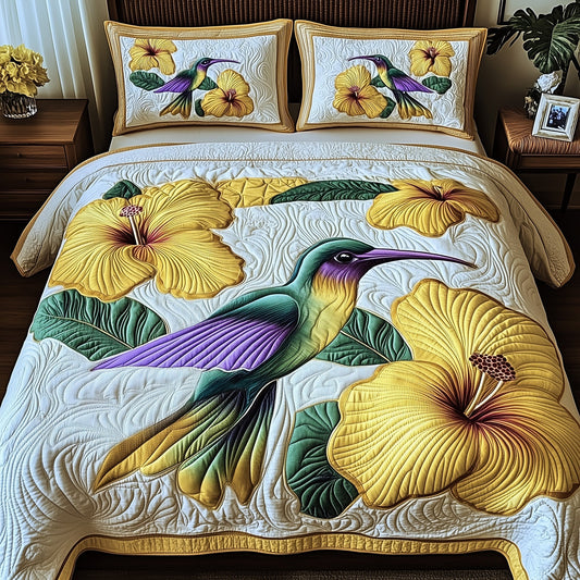 Hibicus Dance 3-Piece Quilted Bedding Set GFTOTP8931