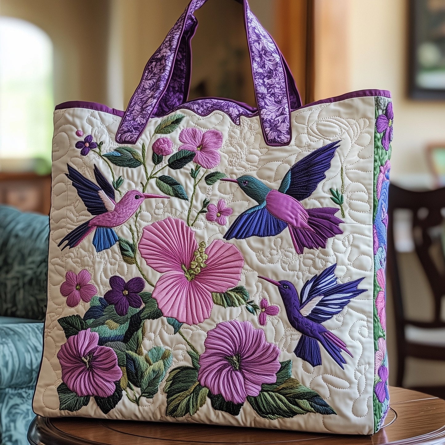 Hummingbird Garden Quilted Tote Bag GFTOTP8937