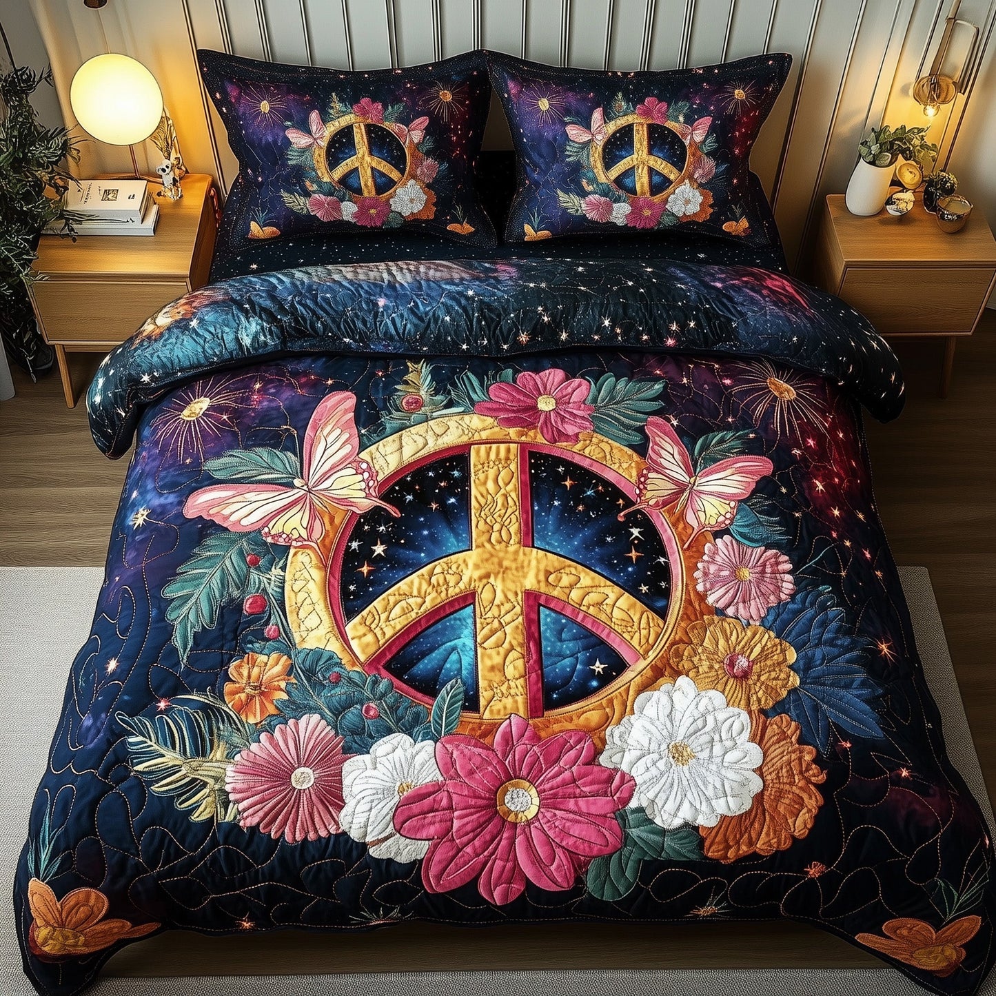 Peace Sign 3-Piece Quilted Bedding Set GFTOTP8972