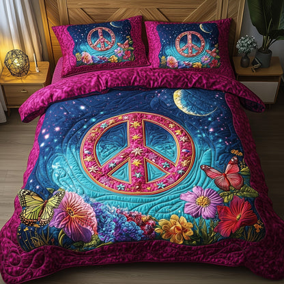 Peace Sign 3-Piece Quilted Bedding Set GFTOTP8973