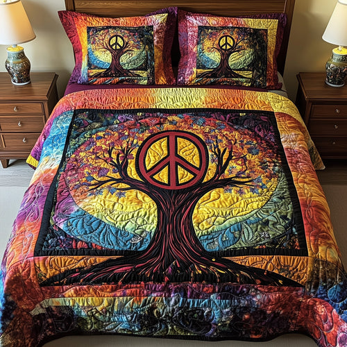 Peace Sign 3-Piece Quilted Bedding Set GFTOTP8974