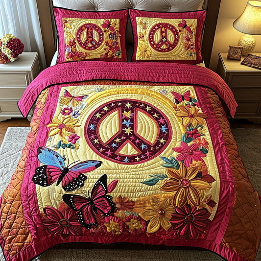 Peace Sign 3-Piece Quilted Bedding Set GFTOTP8975