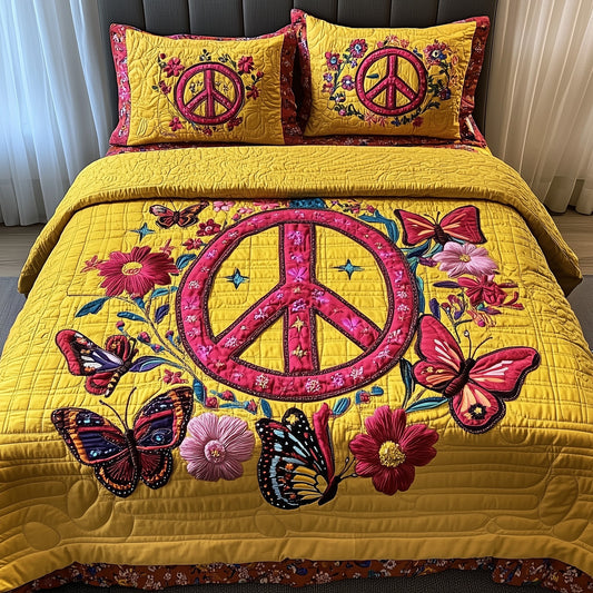 Peace Sign 3-Piece Quilted Bedding Set GFTOTP8976