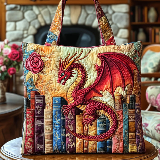 Literary Dragon Quilted Tote Bag GFTOTP8977