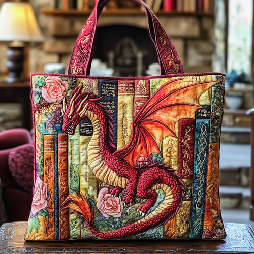 Literary Dragon Quilted Tote Bag GFTOTP8978