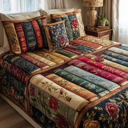 Floral Bookish 3-Piece Quilted Bedding Set GFTOTP9015