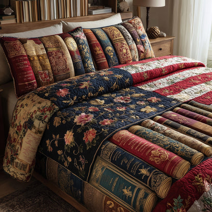 Floral Bookish 3-Piece Quilted Bedding Set GFTOTP9016