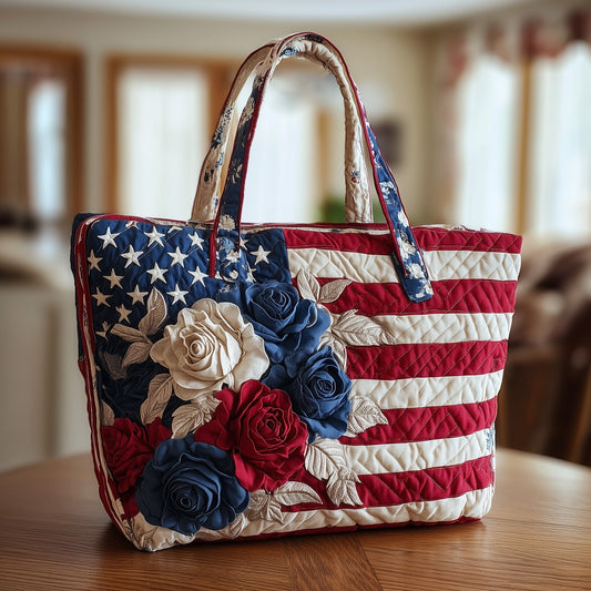 Patriotic Rose Quilted Tote Bag GFTOTP9020