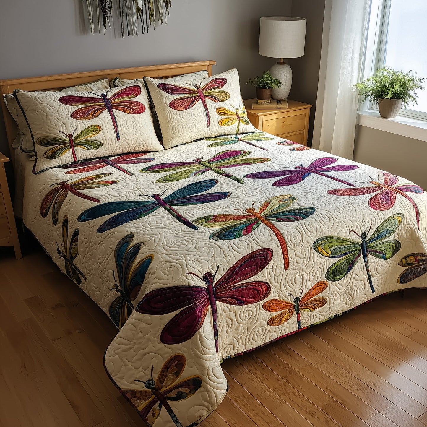 Enchanted Dragonfly 3-Piece Quilted Bedding Set GFTOTP9115