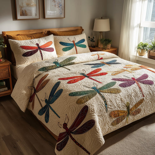 Enchanted Dragonfly 3-Piece Quilted Bedding Set GFTOTP9116