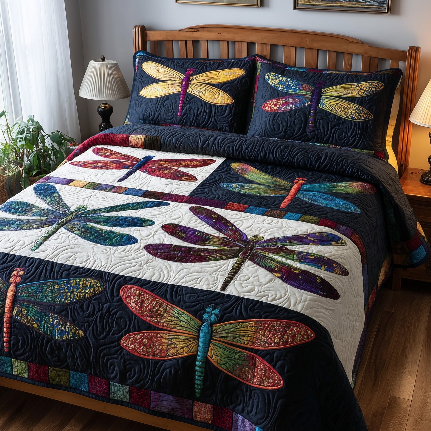 Enchanted Dragonfly 3-Piece Quilted Bedding Set GFTOTP9117