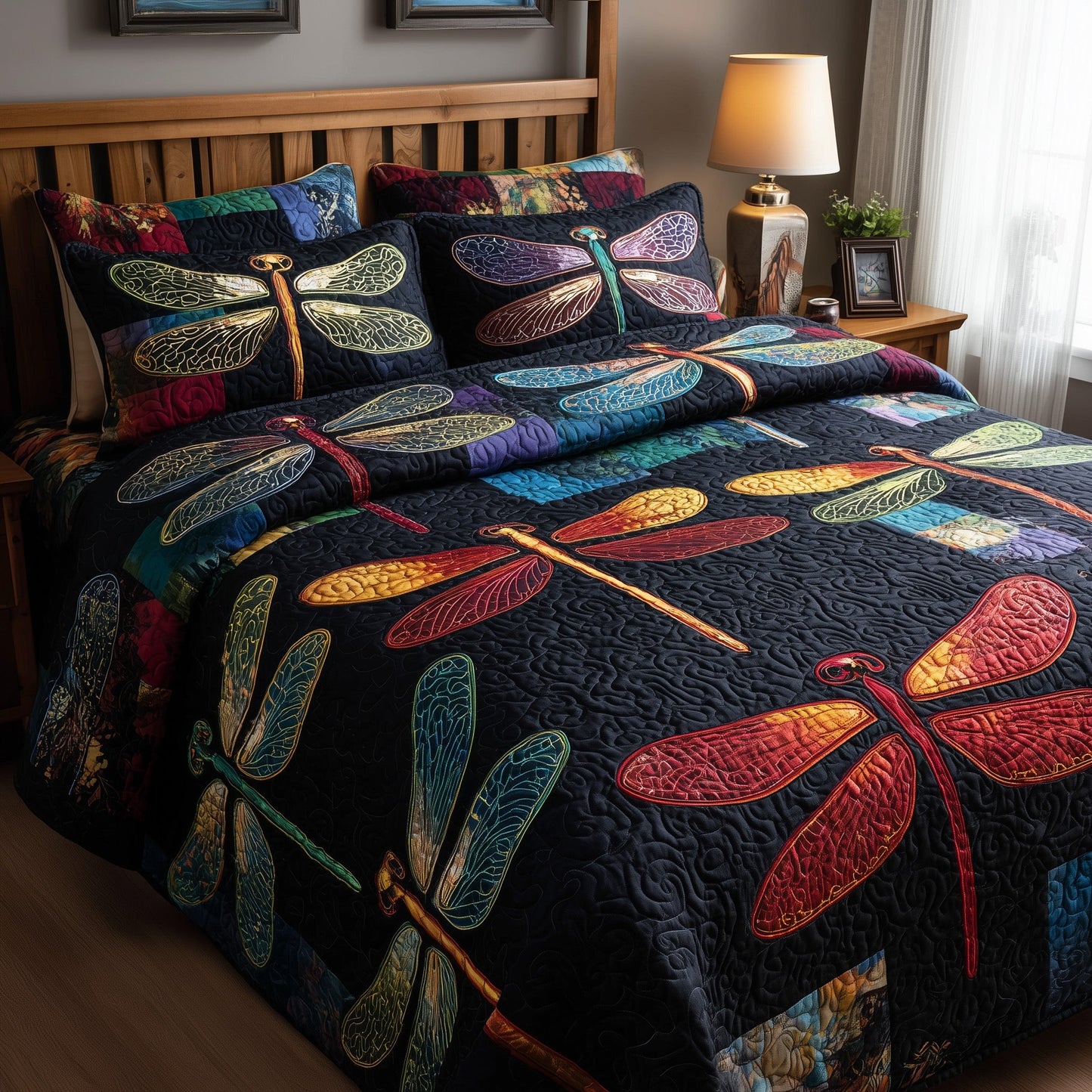 Enchanted Dragonfly 3-Piece Quilted Bedding Set GFTOTP9119