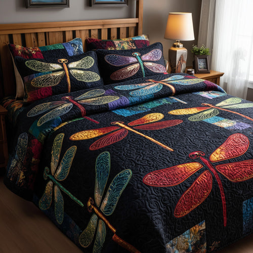 Enchanted Dragonfly 3-Piece Quilted Bedding Set GFTOTP9119