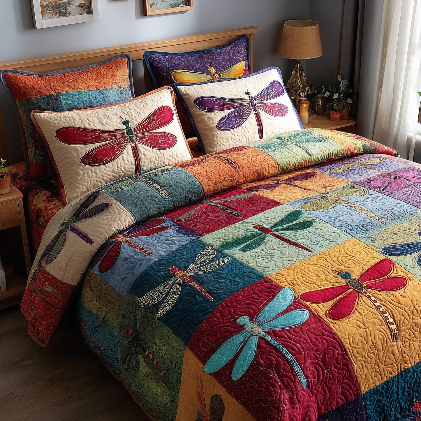 Enchanted Dragonfly 3-Piece Quilted Bedding Set GFTOTP9120