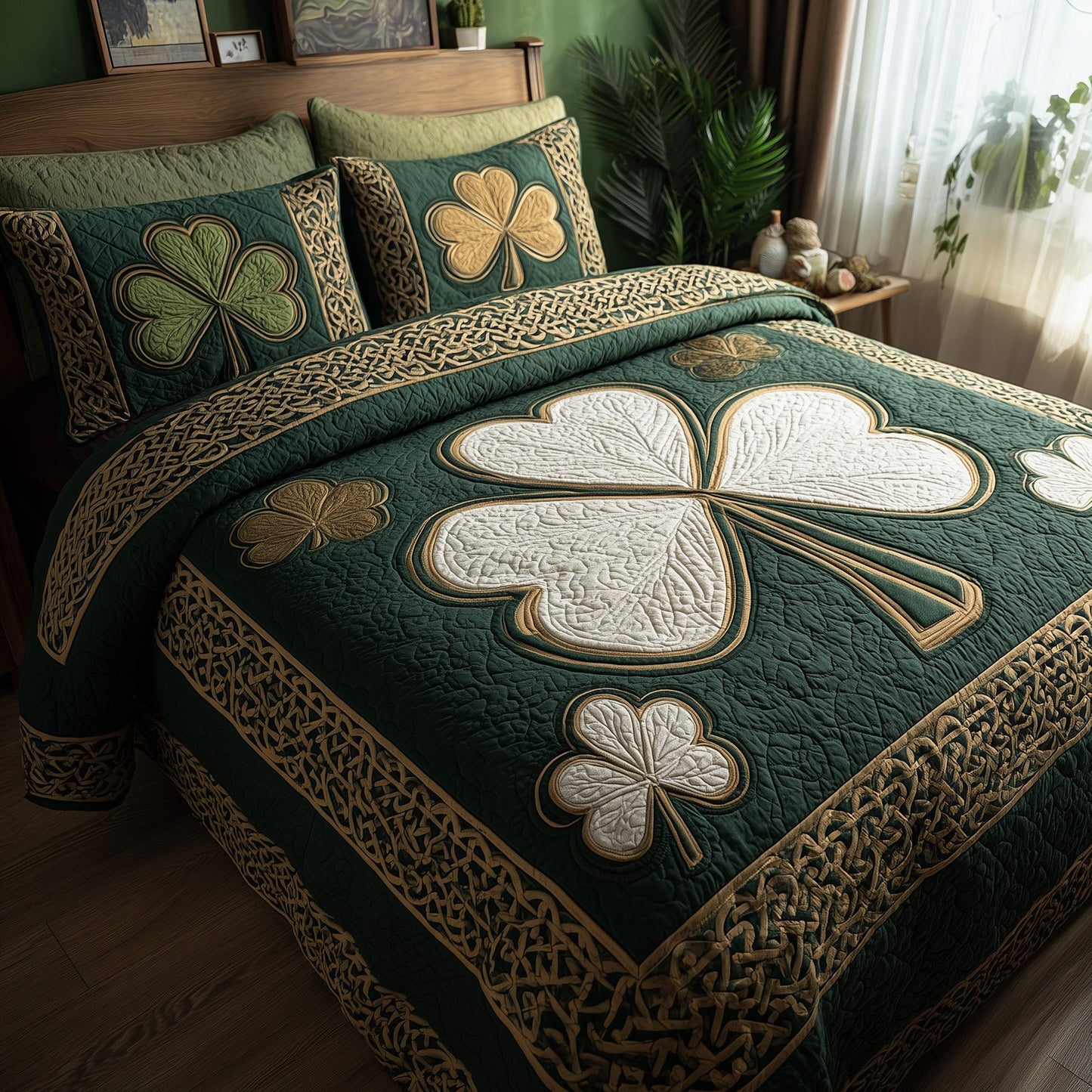 Irish Shamrock 3-Piece Quilted Bedding Set GFTOTP9168