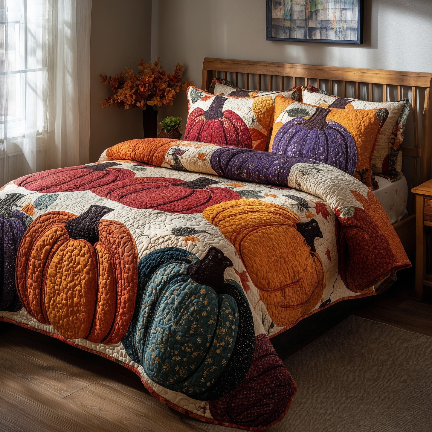 Pumpkin Harvest 3-Piece Quilted Bedding Set GFTOTP9203