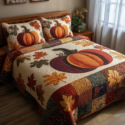 Pumpkin Harvest 3-Piece Quilted Bedding Set GFTOTP9205