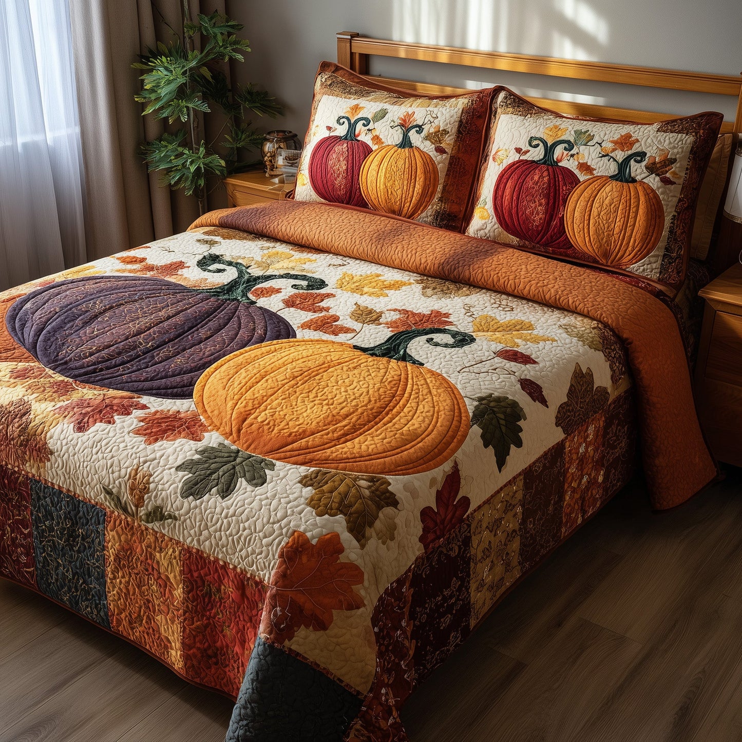 Pumpkin Harvest 3-Piece Quilted Bedding Set GFTOTP9206