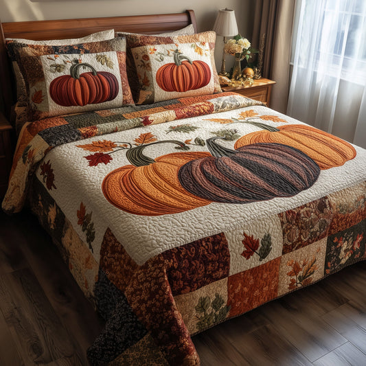Pumpkin Harvest 3-Piece Quilted Bedding Set GFTOTP9209