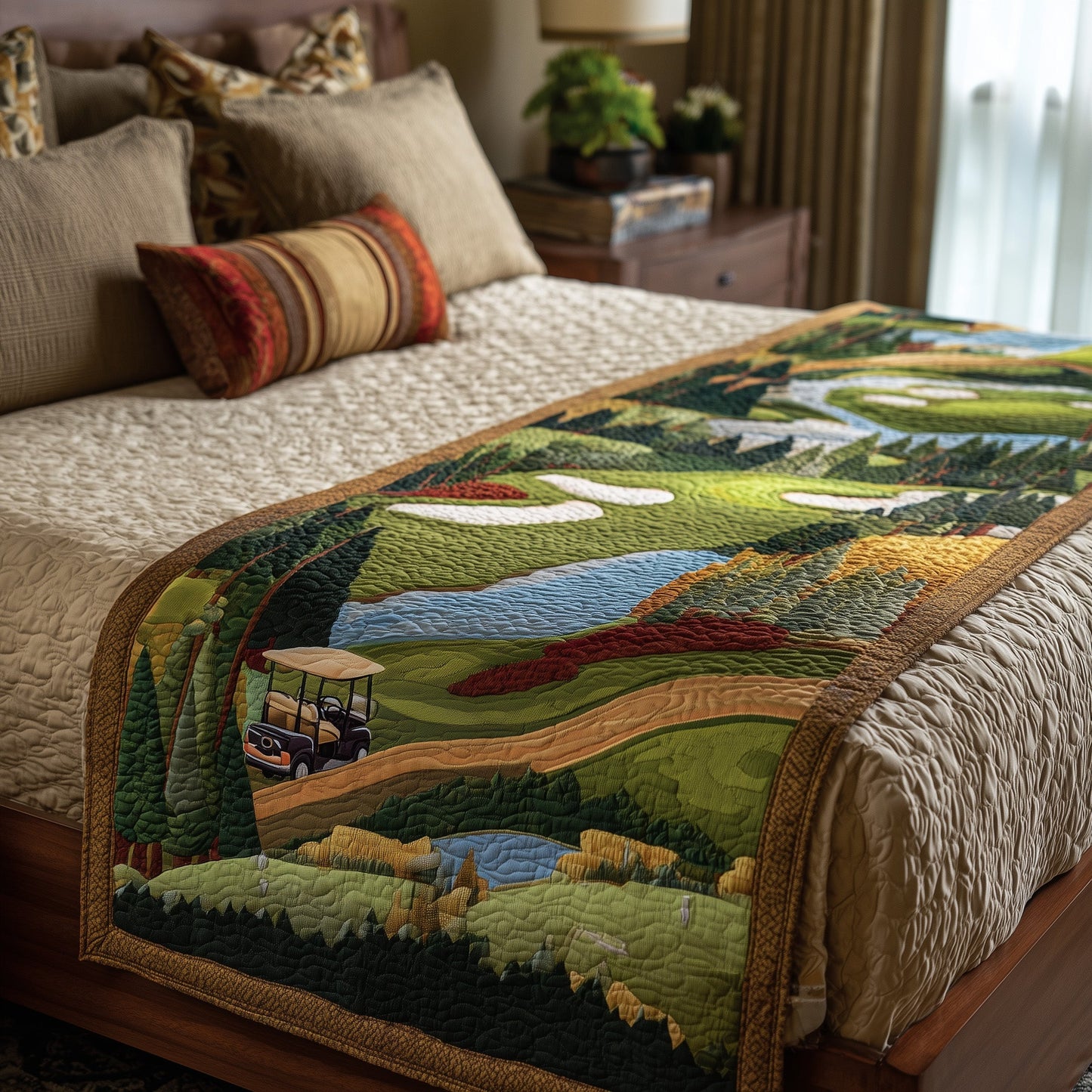 Golf Course Quilted Bed Runner GFTOTP9235